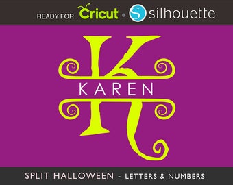 Split Halloween Font SVG – Monogram Letters, Cricut Silhouette (Digital Download)