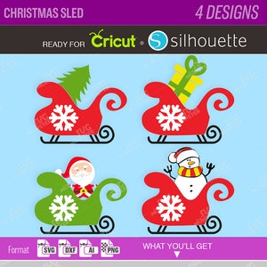 Boże Narodzenie SANTA SLEIGH SVG sanie svgsanta saniami Xmas sanie clipartów Monogram plików svg na potrzeby Cricut, sylwetka 074