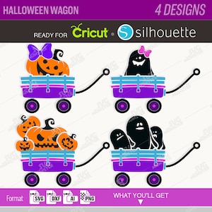 Vagón de Halloween SVG Pumpkin wagon svg archivos monograma de Halloween para Cricut, Silhouette y otras máquinas de corte - svg dxf ai png format 282