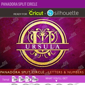 PANADORA CIRCLE SPLIT Monogram svg Split Letter Split Font File Cuttable letters Cricut Dxf Silhouette Ornate Wedding Alphabet diy 131