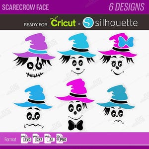 SCARECROW FACE SVG scarecrow face Halloween svg - cricut files - silhouette files - cut files - scarecrow svg - 298