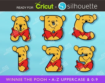 Fuente SVG de Winnie The Pooh: Alfabeto y números, silueta de Cricut (descarga digital)