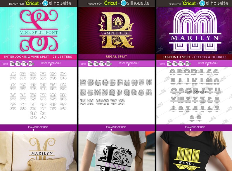 Download SPLIT LETTER SVG Monogram Font Bundle svg cricut fonts svg ...
