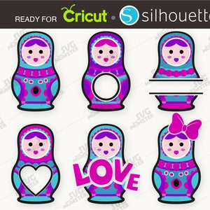 RUSSIAN DOLL SVG - Arquivos de corte para cortador de vinil eletrônico Cameo Cricut Dxf Silhouette cute beautiful Decoration Split Monogram svg clipart 263