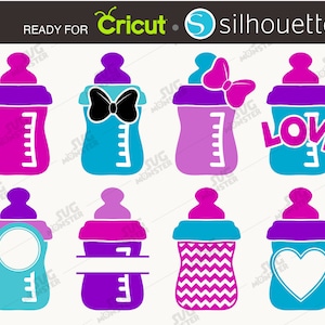 Babyflasche SVG Collection - Babyflasche - Neugeborenen Clipart - SVG Dateien für Silhouette Cameo Dxf oder Cricut - 195