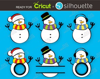 Snowman SVG Clipart, Monogram Cut File (Cricut, Silhouette)