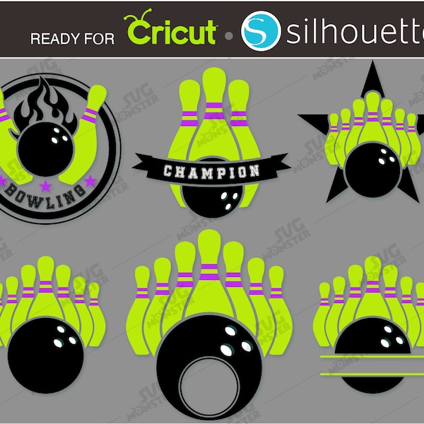 SVG BOWLING SVG Bowling Team svg Champion Sport circle Border bowling cut files svg files cricut dxf Silhouette Split Monogram svg 169