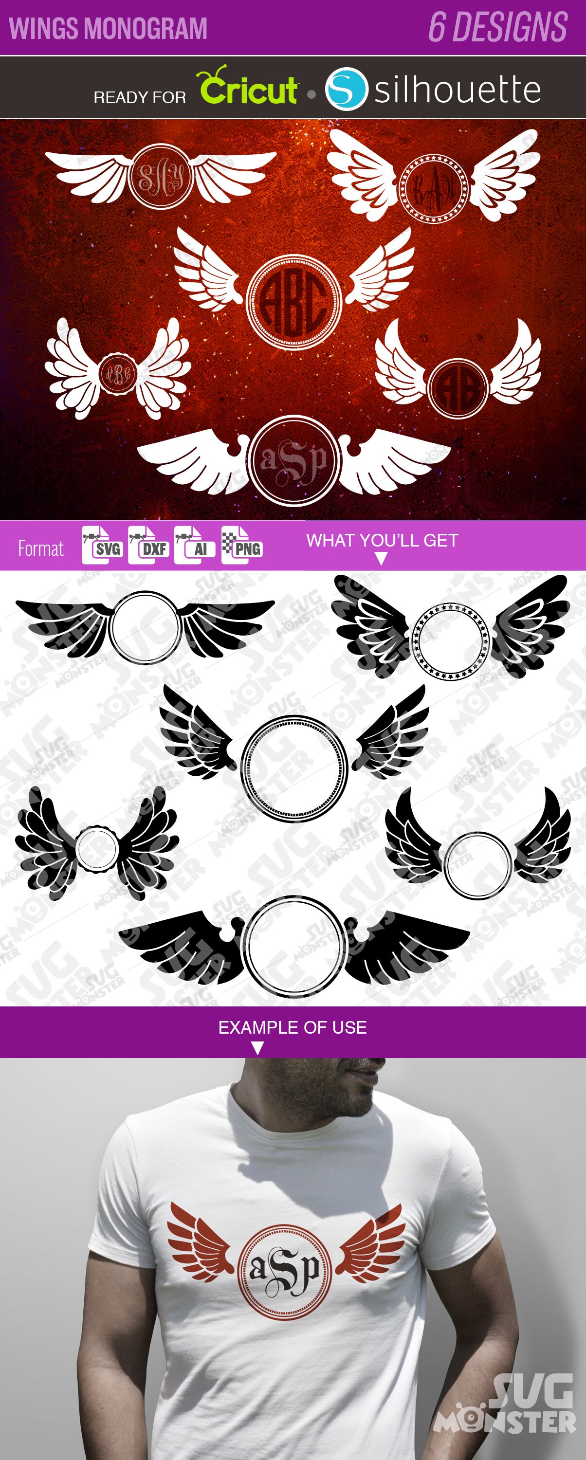 Download Free Wings Svg Angel Wings Svg Label Circle Frame Border Angel Etsy SVG Cut Files