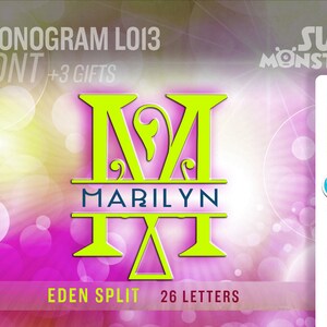 Letras de EDEN dividir monograma svg fuente letra cortar archivos electrónicos vinilo corte Cricut diseño espacio Dxf silueta elegante Split 098 diy