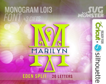 Eden Split Monogram Font SVG, Cricut Silhouette Cut Files
