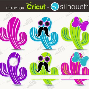 CACTUS svg Plant svg circle Border clipart télécharger svg frame svg files cricut dxf Silhouette Split Monogram svg diy 188