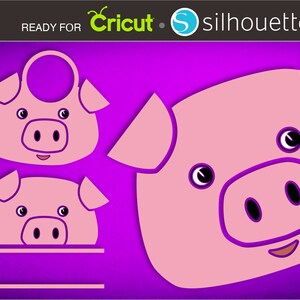 PIG svg SPLIT MONOGRAM svg Cut Files for Electronic Vinyl Cutter Cameo Cricut Design clipart Dxf Silhouette Mignon Farm Animal enfant drôle 043