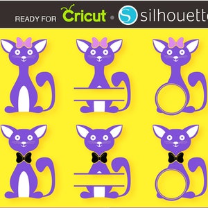 CAT SVG PET Cut Files for Electronic Vinyl Cutter Cameo Cricut Dxf Silhouette Animal cute pretty Decoration Split Monogram svg clipart 036