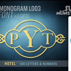 HOTEL Circle MONOGRAM svg FONT Archivos de corte para cortador de vinilo electrónico Cricut Design Space Dxf Silhouette Tres 3 letras Alphabet diy 081
