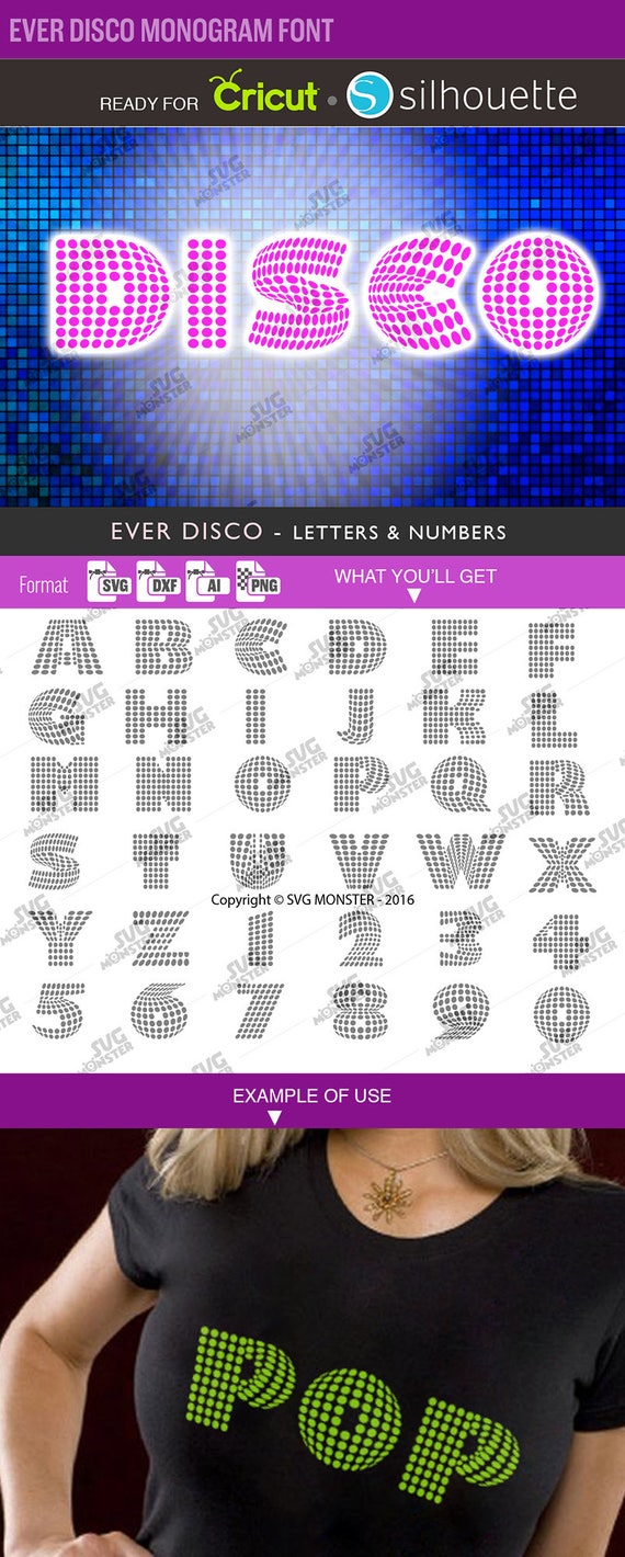 Download DISCO MONOGRAM FONT svg cricut fonts svg music font svg | Etsy