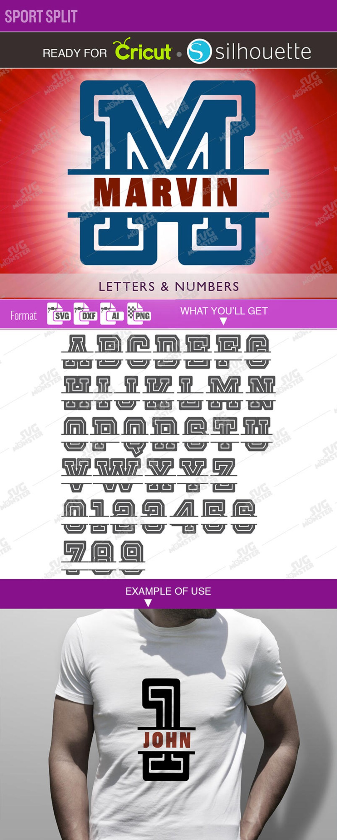 Split Sport Font SVG – Varsity Monogram, Cricut, Silhouette - Etsy