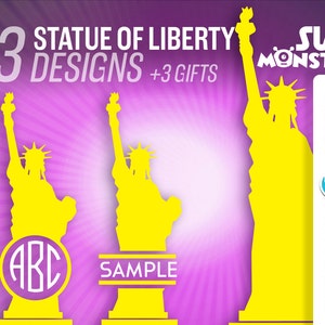 ESTÁTUA DA LIBERDADE Svg Arquivos de corte para cortador eletrônico Cricut Design clipart Dxf Silhouette Patriote National usa Split Monogram svg diy 022