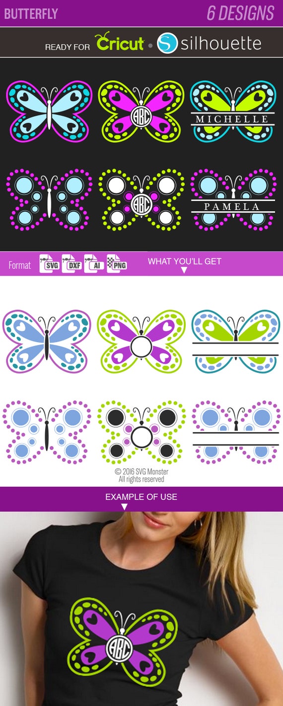 Download Free Svg Butterfly Svg Split Monogram Svg Butterfly Split Svg Etsy SVG Cut Files