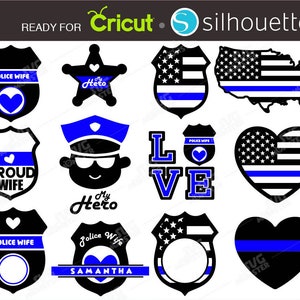 SVG Police Wife - Thin Blue Line - Police badge - Police officer wife  272