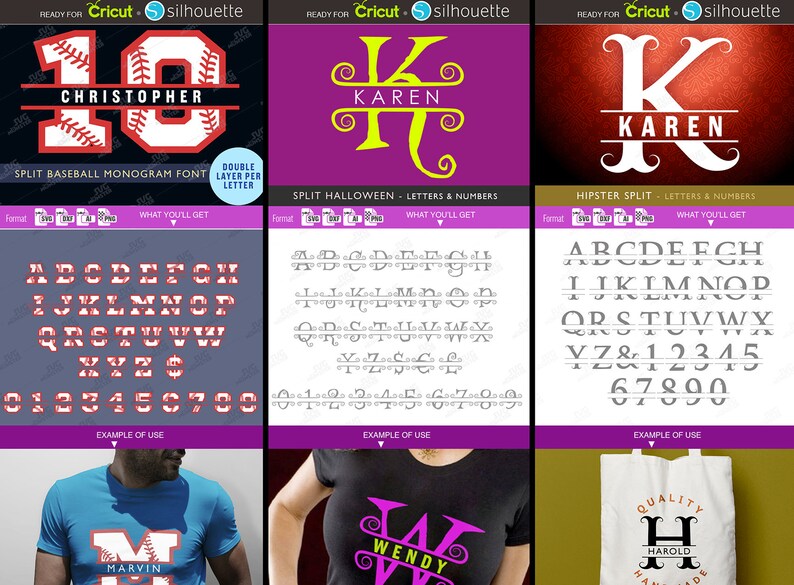 Download Split Monogram Font Bundle DELUXE EDITION cricut fonts svg | Etsy