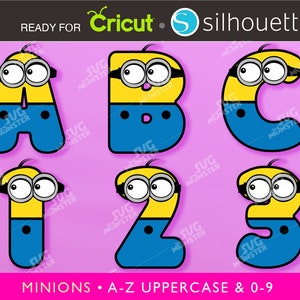 Minions FONT SVG - Minion Alphabet svg dxf Cutting Files for Vinyl Cutter, despicable me transfer cameo Cricut Heat transfer Silhouette  306