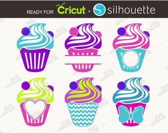 Cupcake SVG Bundle: Circle Frame, Split Monogram (Digital Download)