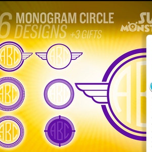 MONOGRAM CIRCLE BORDER frame svg • Arquivos de corte para cortador de vinil eletrônico • Cricut Design Space Silhouette diy clipart clip art 078