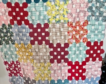 Custom Made Quilt Jacket. With two pockets. ANY SIZE Vintage Quilt Multicolor Patch