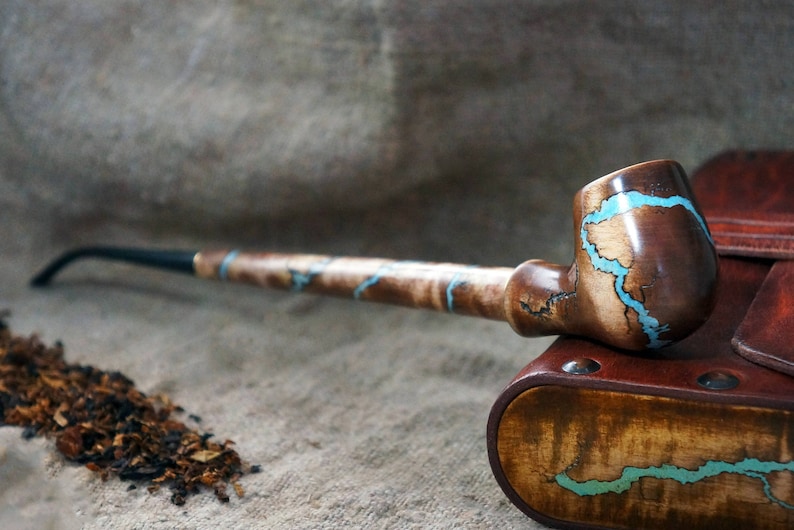 Long Smoking pipe with TurquoiseChurchwarden Long Etsy