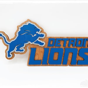 Custom Detroit Lions Wood Sign Football Wall Art Detroit Lions Fan Gift Sports Decor for Home Office or Man Cave