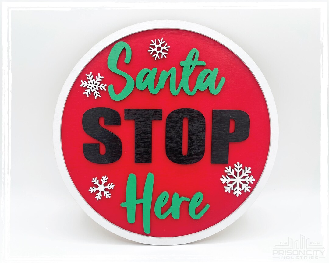 Custom Santa Stop Here Sign Christmas Holiday Decor Personalized Santa ...