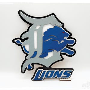 Custom Detroit Lions D Wood Sign Football Wall Art Detroit Lions Fan Gift Sports Decor for Home Office or Man Cave