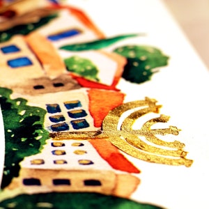 Jerusalem Light Ketubah: Watercolor Personalised Ketubah, Interfaith Couples