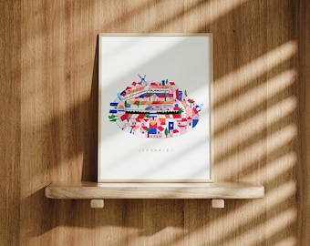 Jerusalem Print, Jewish Fine Art, Hebrew Housewarming Gift