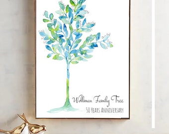 Family Tree, Custom Family Gift Anniversary Birthday Wedding Ancestry Present