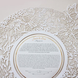 Song of Songs Papercut Ketubah with Elegant Pearl Background