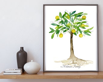 Custom Family Tree, Personalised Family Anniversary Birthday Wedding Ancestry Gift