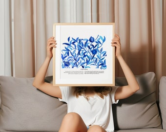 hanukkah gift, Home Blessing Print, jewish home decor, Judaica Wall Art, Hebrew English prayer