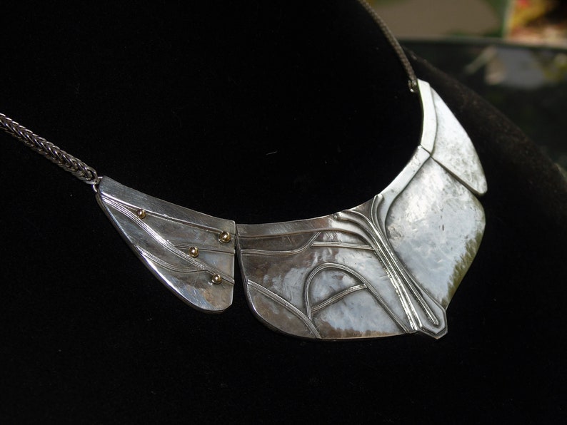 Vintage Art Deco Haute Couture Silver Collar Necklace