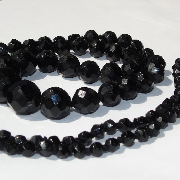 Victorian Real French git, hand sharpened beads,mourning bead necklace