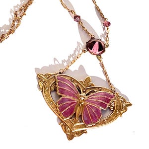REDUCED Vintage Art Nouveau Design Butterfly in Heart