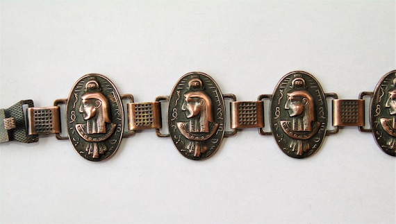 Vintage Egyptian Revival Copper Bracelet - image 1