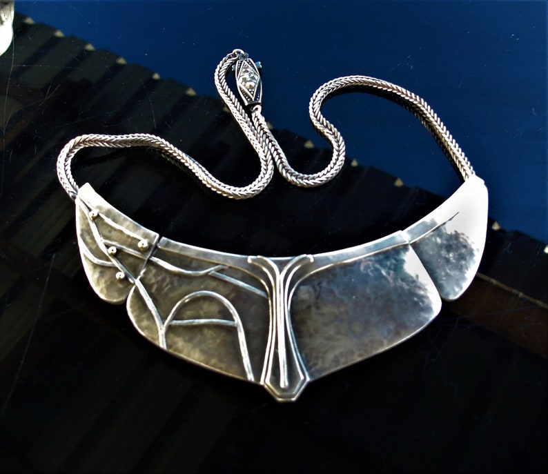 Vintage Art Deco Haute Couture Silver Collar Necklace