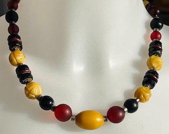 Vintage Louis Rousselet Galalith and Glass Necklace