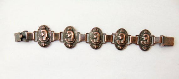 Vintage Egyptian Revival Copper Bracelet - image 5