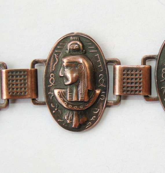 Vintage Egyptian Revival Copper Bracelet - image 2