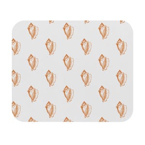 Seashell Mouse Pad, Nautical Desk Accessory, Coastal Home Office Decor, Beach Lover Gift, Ocean Theme Mouse Mat