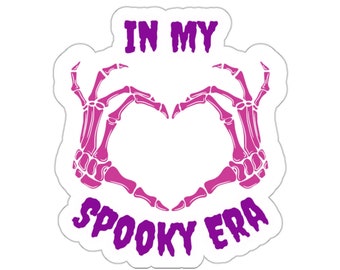 En mi pegatina de era espeluznante, decoración de Halloween, pegatina de computadora portátil, regalo para el amante de Halloween, pegatina de Halloween Swiftie, pegatina de corazón de mano