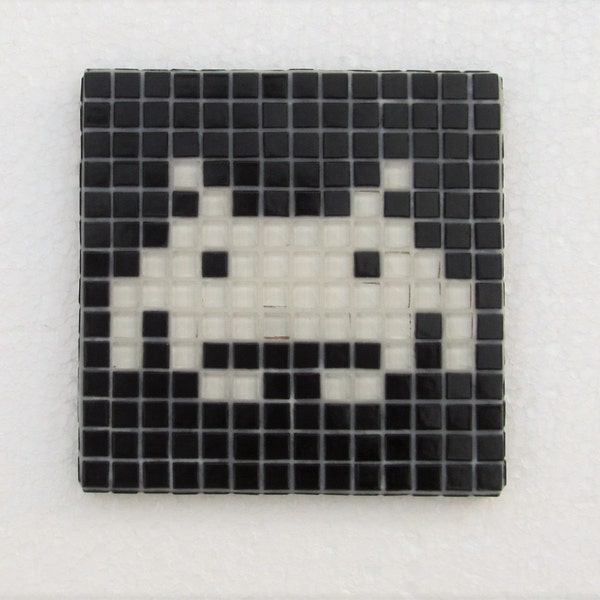 Original Space Invaders mosaic wall art; vintage arcade game; vintage video game; glass mosaic; wall art.