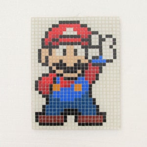 Super Mario handmade mosaic wall art; glass mosaic wall art; retro vintage video games;